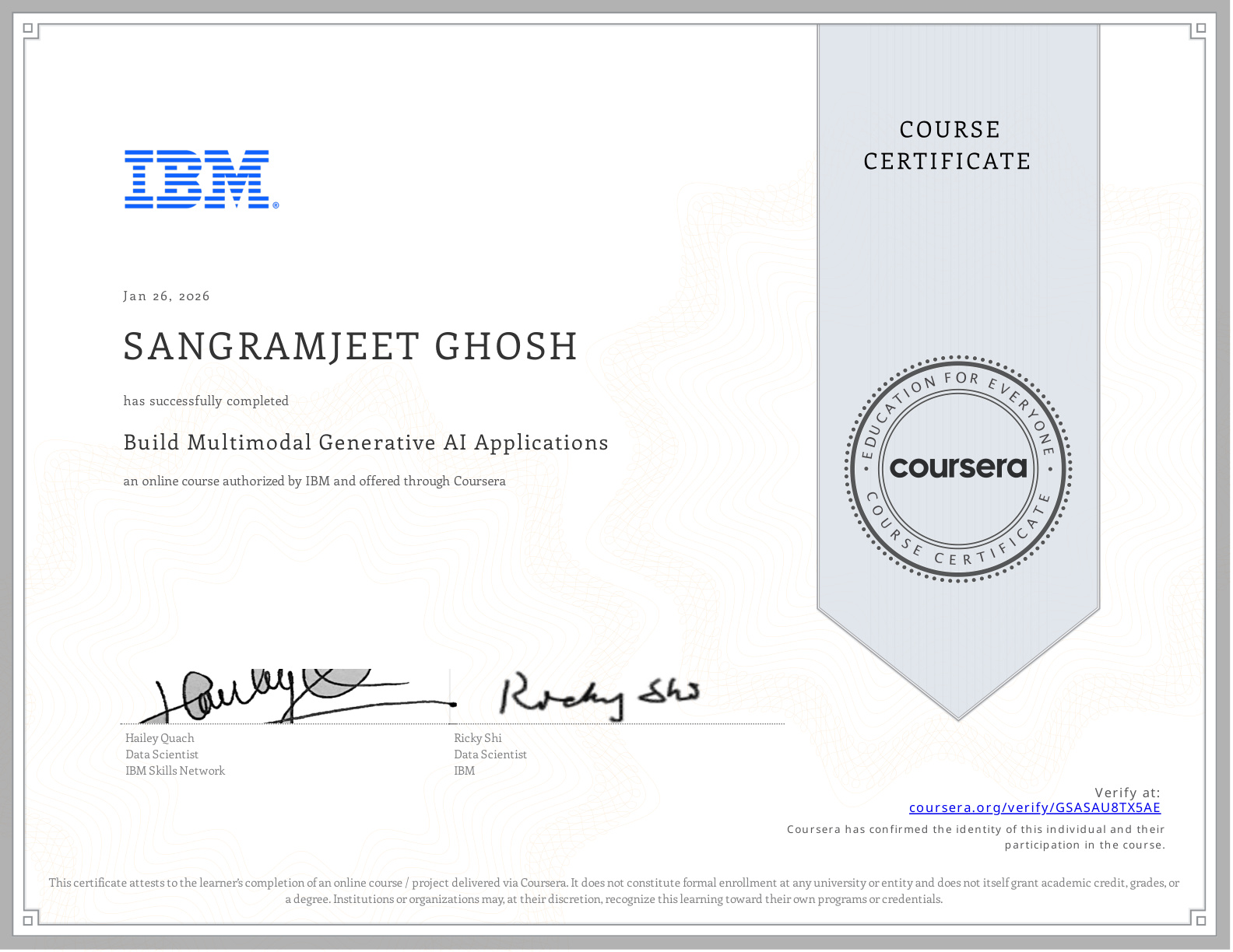 Coursera Certificate GSASAU8TX5AE