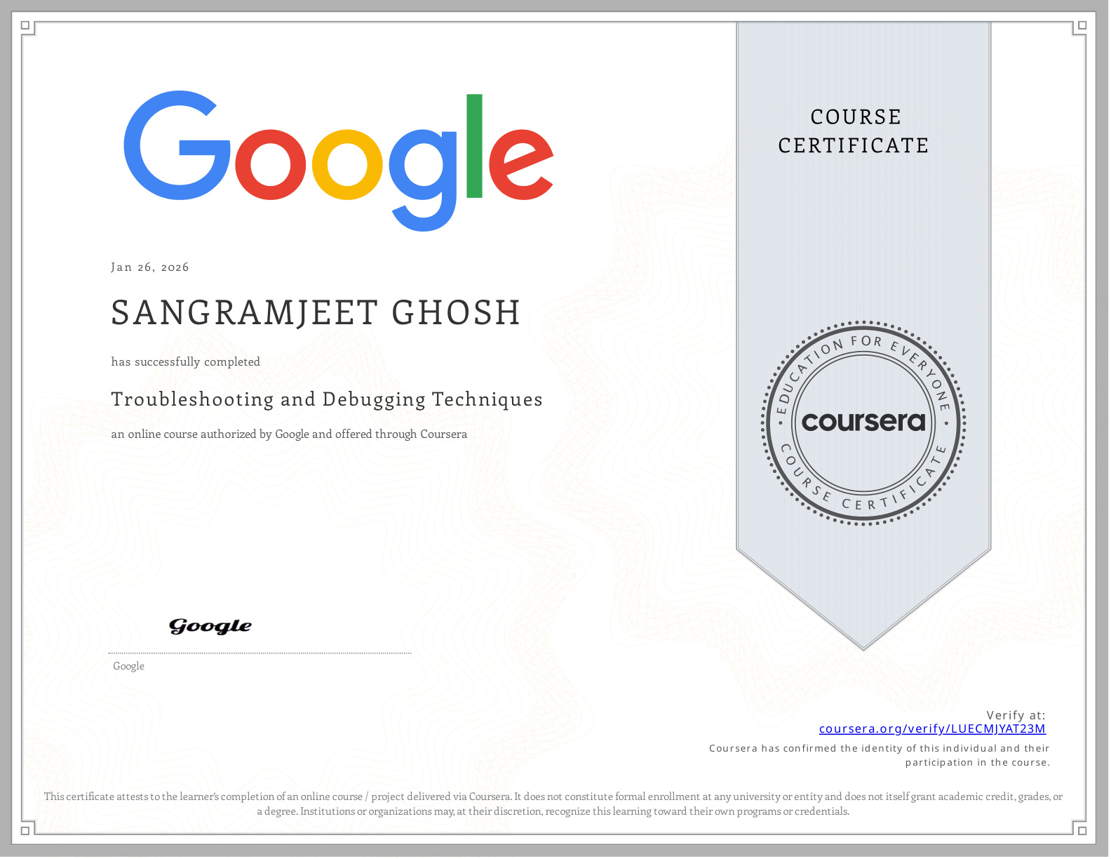 Coursera Certificate LUECMJYAT23M