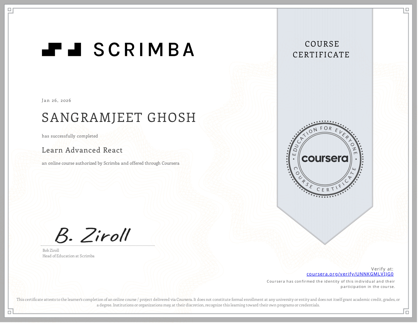 Coursera Certificate UNNKGMLVIJG0