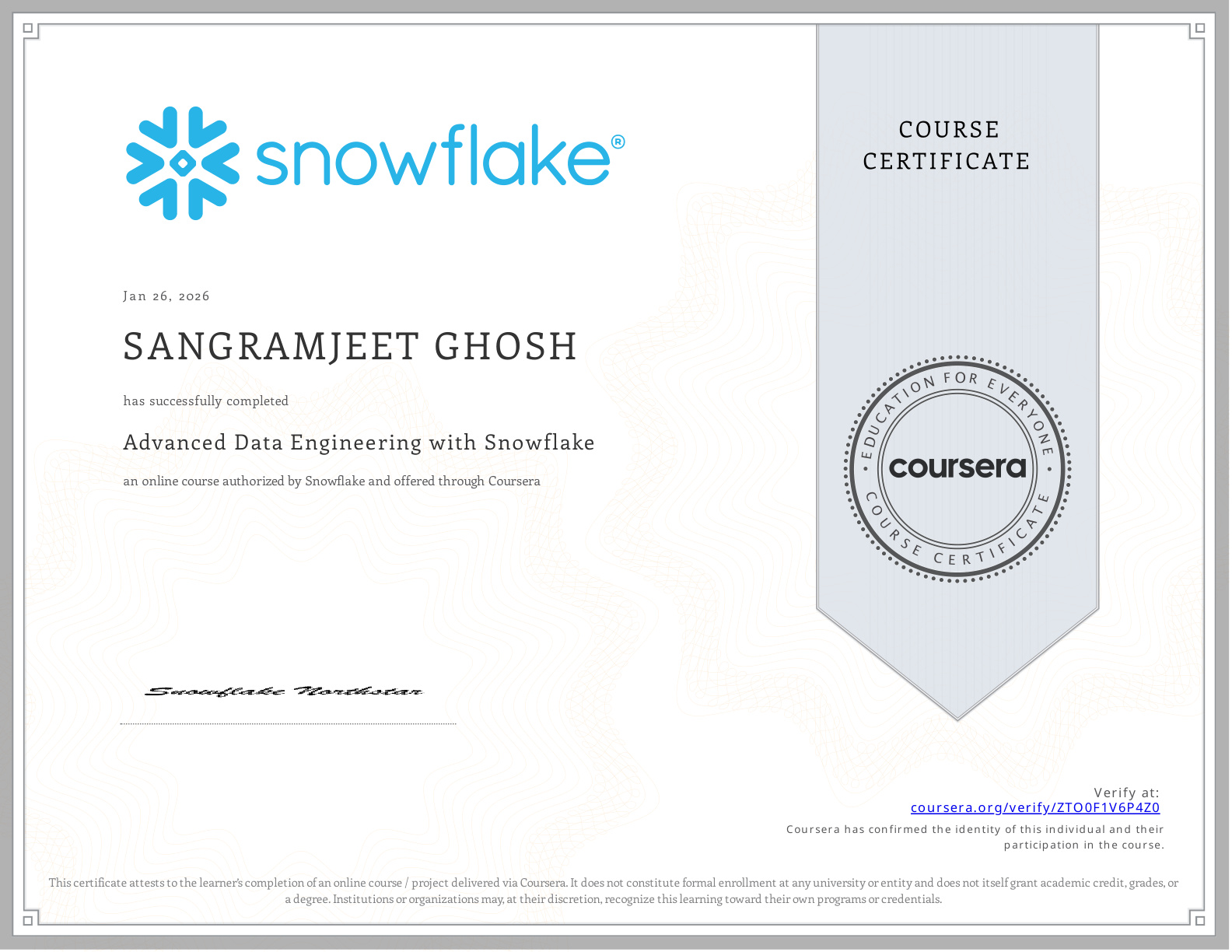 Coursera Certificate ZTO0F1V6P4Z0